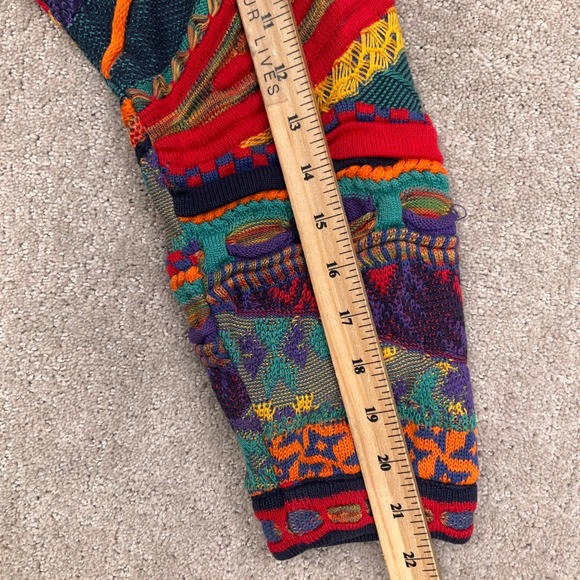 Tundra Sweater Mens XLarge Blue Red Multi 3D Texture Knit Coogi Vibrant 80s VTG - Picture 7 of 11